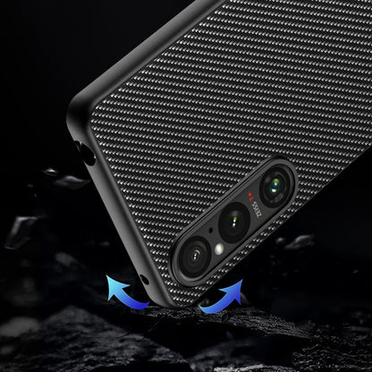 เคสโทรศัพท์พิมพ์พื้นผิวคาร์บอนไฟเบอร์บางเฉียบ, For Sony Xperia 10 VII, For Sony Xperia 1 VII, For Sony Xperia 10 VI, For Sony Xperia 1 VI, For Sony Xperia 1 V