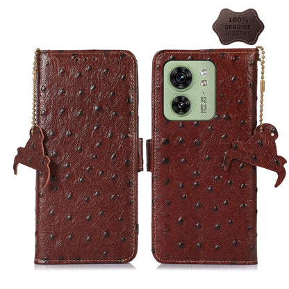 เคสโทรศัพท์ RFID หนังแท้ลายนกกระจอกเทศ, For Motorola Edge 70 Fusion 5G, For Motorola Moto G06 4G, For Motorola Moto G56 5G, For Motorola Edge 60 Fusion, For Motorola Edge 50 Neo, For Motorola Moto G14 4G, For Motorola Edge 40