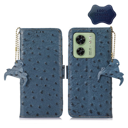 เคสโทรศัพท์ RFID หนังแท้ลายนกกระจอกเทศ, For Motorola Edge 70 Fusion 5G, For Motorola Moto G06 4G, For Motorola Moto G56 5G, For Motorola Edge 60 Fusion, For Motorola Edge 50 Neo, For Motorola Moto G14 4G, For Motorola Edge 40