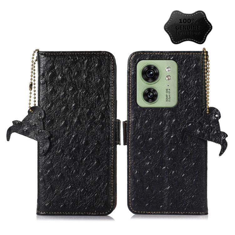 เคสโทรศัพท์ RFID หนังแท้ลายนกกระจอกเทศ, For Motorola Edge 70 Fusion 5G, For Motorola Moto G06 4G, For Motorola Moto G56 5G, For Motorola Edge 60 Fusion, For Motorola Edge 50 Neo, For Motorola Moto G14 4G, For Motorola Edge 40