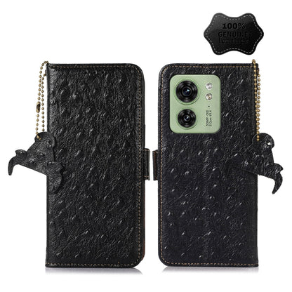 เคสโทรศัพท์ RFID หนังแท้ลายนกกระจอกเทศ, For Motorola Edge 70 Fusion 5G, For Motorola Moto G06 4G, For Motorola Moto G56 5G, For Motorola Edge 60 Fusion, For Motorola Edge 50 Neo, For Motorola Moto G14 4G, For Motorola Edge 40