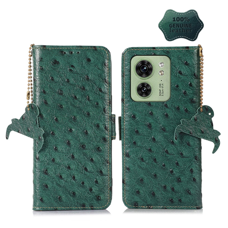 เคสโทรศัพท์ RFID หนังแท้ลายนกกระจอกเทศ, For Motorola Edge 70 Fusion 5G, For Motorola Moto G06 4G, For Motorola Moto G56 5G, For Motorola Edge 60 Fusion, For Motorola Edge 50 Neo, For Motorola Moto G14 4G, For Motorola Edge 40