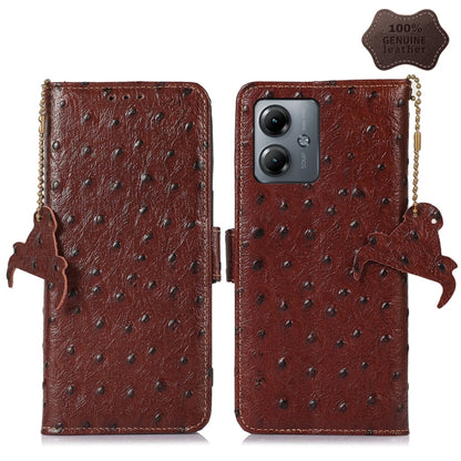 เคสโทรศัพท์ RFID หนังแท้ลายนกกระจอกเทศ, For Motorola Edge 70 Fusion 5G, For Motorola Moto G06 4G, For Motorola Moto G56 5G, For Motorola Edge 60 Fusion, For Motorola Edge 50 Neo, For Motorola Moto G14 4G, For Motorola Edge 40