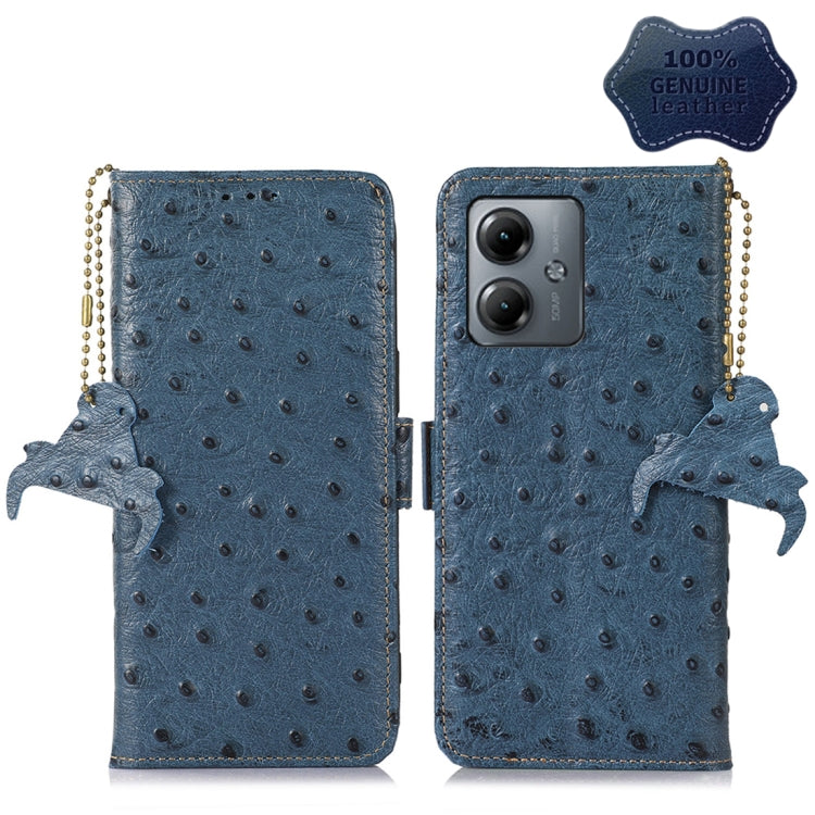 เคสโทรศัพท์ RFID หนังแท้ลายนกกระจอกเทศ, For Motorola Edge 70 Fusion 5G, For Motorola Moto G06 4G, For Motorola Moto G56 5G, For Motorola Edge 60 Fusion, For Motorola Edge 50 Neo, For Motorola Moto G14 4G, For Motorola Edge 40