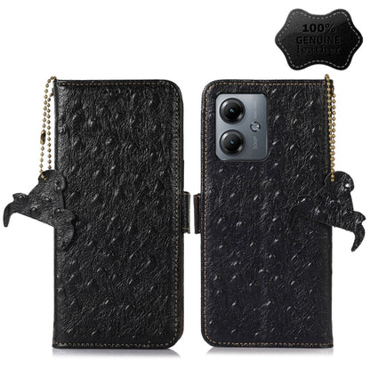 เคสโทรศัพท์ RFID หนังแท้ลายนกกระจอกเทศ, For Motorola Edge 70 Fusion 5G, For Motorola Moto G06 4G, For Motorola Moto G56 5G, For Motorola Edge 60 Fusion, For Motorola Edge 50 Neo, For Motorola Moto G14 4G, For Motorola Edge 40