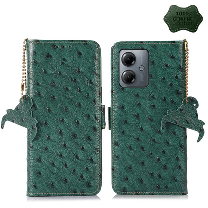 เคสโทรศัพท์ RFID หนังแท้ลายนกกระจอกเทศ, For Motorola Edge 70 Fusion 5G, For Motorola Moto G06 4G, For Motorola Moto G56 5G, For Motorola Edge 60 Fusion, For Motorola Edge 50 Neo, For Motorola Moto G14 4G, For Motorola Edge 40