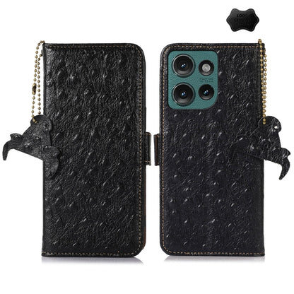 เคสโทรศัพท์ RFID หนังแท้ลายนกกระจอกเทศ, For Motorola Edge 70 Fusion 5G, For Motorola Moto G06 4G, For Motorola Moto G56 5G, For Motorola Edge 60 Fusion, For Motorola Edge 50 Neo, For Motorola Moto G14 4G, For Motorola Edge 40