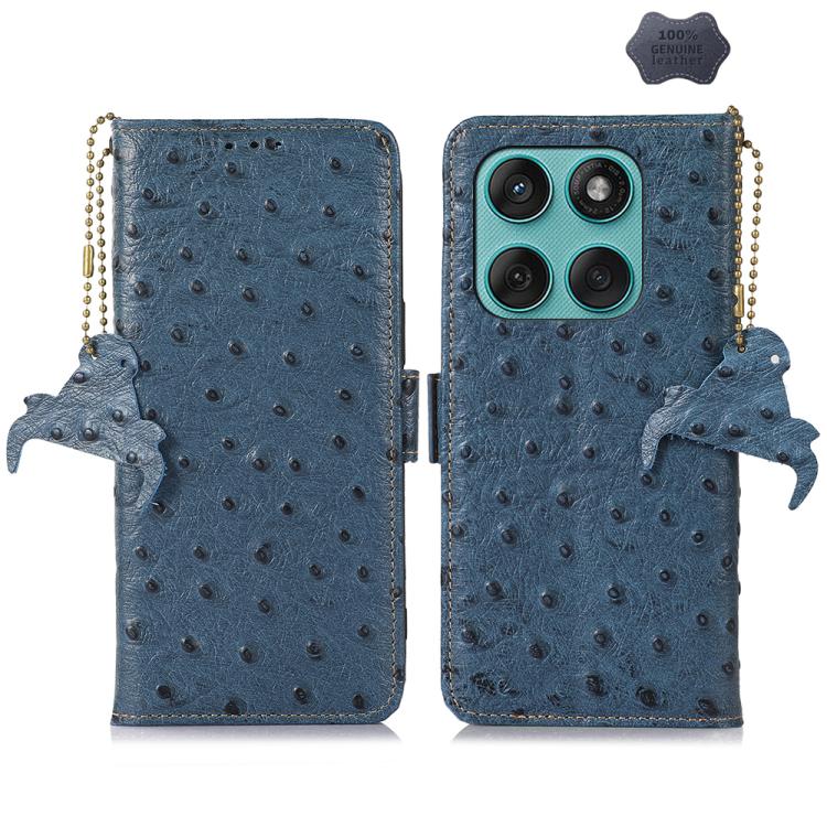 เคสโทรศัพท์ RFID หนังแท้ลายนกกระจอกเทศ, For Motorola Edge 70 Fusion 5G, For Motorola Moto G06 4G, For Motorola Moto G56 5G, For Motorola Edge 60 Fusion, For Motorola Edge 50 Neo, For Motorola Moto G14 4G, For Motorola Edge 40