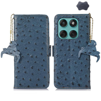 เคสโทรศัพท์ RFID หนังแท้ลายนกกระจอกเทศ, For Motorola Edge 70 Fusion 5G, For Motorola Moto G06 4G, For Motorola Moto G56 5G, For Motorola Edge 60 Fusion, For Motorola Edge 50 Neo, For Motorola Moto G14 4G, For Motorola Edge 40