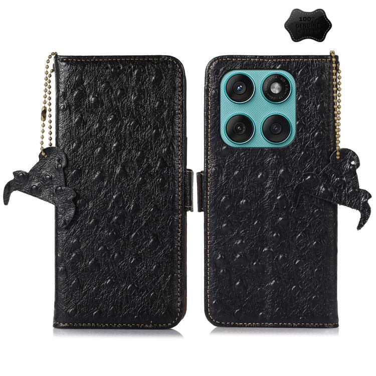 เคสโทรศัพท์ RFID หนังแท้ลายนกกระจอกเทศ, For Motorola Edge 70 Fusion 5G, For Motorola Moto G06 4G, For Motorola Moto G56 5G, For Motorola Edge 60 Fusion, For Motorola Edge 50 Neo, For Motorola Moto G14 4G, For Motorola Edge 40