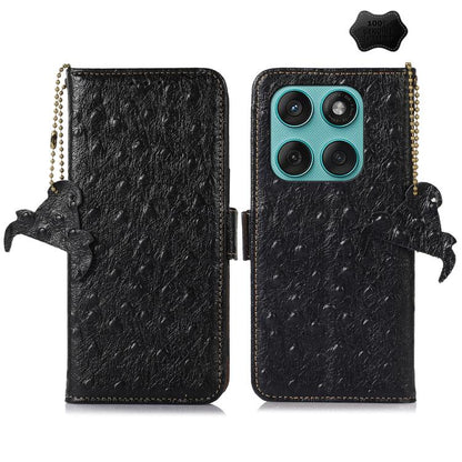 เคสโทรศัพท์ RFID หนังแท้ลายนกกระจอกเทศ, For Motorola Edge 70 Fusion 5G, For Motorola Moto G06 4G, For Motorola Moto G56 5G, For Motorola Edge 60 Fusion, For Motorola Edge 50 Neo, For Motorola Moto G14 4G, For Motorola Edge 40
