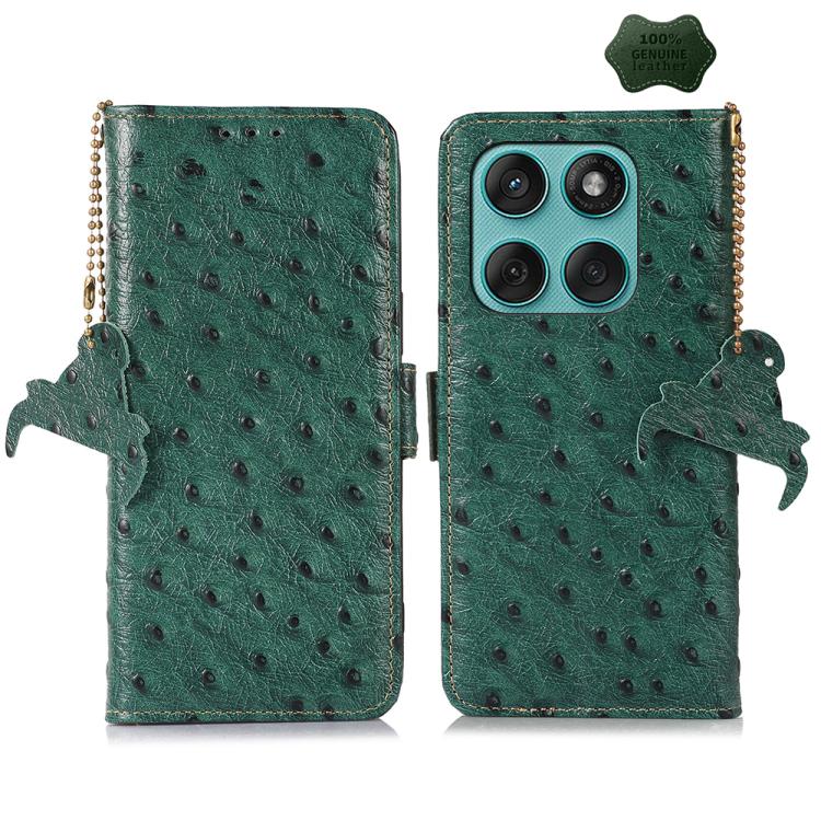 เคสโทรศัพท์ RFID หนังแท้ลายนกกระจอกเทศ, For Motorola Edge 70 Fusion 5G, For Motorola Moto G06 4G, For Motorola Moto G56 5G, For Motorola Edge 60 Fusion, For Motorola Edge 50 Neo, For Motorola Moto G14 4G, For Motorola Edge 40