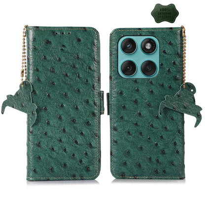 เคสโทรศัพท์ RFID หนังแท้ลายนกกระจอกเทศ, For Motorola Edge 70 Fusion 5G, For Motorola Moto G06 4G, For Motorola Moto G56 5G, For Motorola Edge 60 Fusion, For Motorola Edge 50 Neo, For Motorola Moto G14 4G, For Motorola Edge 40