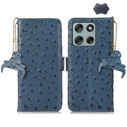 เคสโทรศัพท์ RFID หนังแท้ลายนกกระจอกเทศ, For Motorola Edge 70 Fusion 5G, For Motorola Moto G06 4G, For Motorola Moto G56 5G, For Motorola Edge 60 Fusion, For Motorola Edge 50 Neo, For Motorola Moto G14 4G, For Motorola Edge 40