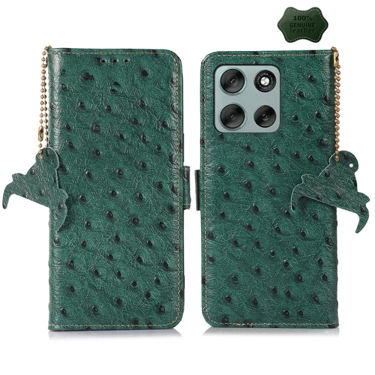 เคสโทรศัพท์ RFID หนังแท้ลายนกกระจอกเทศ, For Motorola Edge 70 Fusion 5G, For Motorola Moto G06 4G, For Motorola Moto G56 5G, For Motorola Edge 60 Fusion, For Motorola Edge 50 Neo, For Motorola Moto G14 4G, For Motorola Edge 40