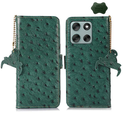 เคสโทรศัพท์ RFID หนังแท้ลายนกกระจอกเทศ, For Motorola Edge 70 Fusion 5G, For Motorola Moto G06 4G, For Motorola Moto G56 5G, For Motorola Edge 60 Fusion, For Motorola Edge 50 Neo, For Motorola Moto G14 4G, For Motorola Edge 40