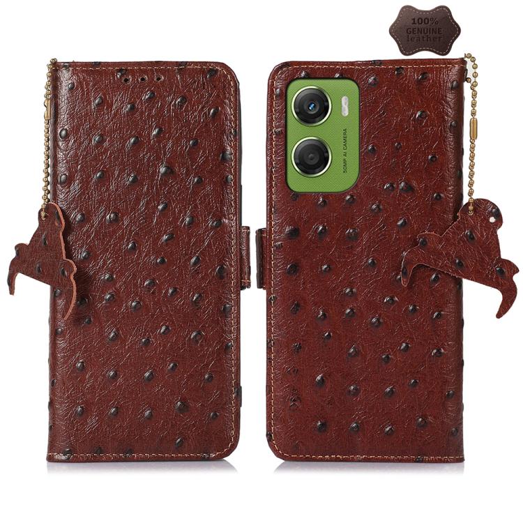 เคสโทรศัพท์ RFID หนังแท้ลายนกกระจอกเทศ, For Motorola Edge 70 Fusion 5G, For Motorola Moto G06 4G, For Motorola Moto G56 5G, For Motorola Edge 60 Fusion, For Motorola Edge 50 Neo, For Motorola Moto G14 4G, For Motorola Edge 40