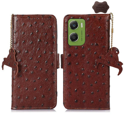 เคสโทรศัพท์ RFID หนังแท้ลายนกกระจอกเทศ, For Motorola Edge 70 Fusion 5G, For Motorola Moto G06 4G, For Motorola Moto G56 5G, For Motorola Edge 60 Fusion, For Motorola Edge 50 Neo, For Motorola Moto G14 4G, For Motorola Edge 40