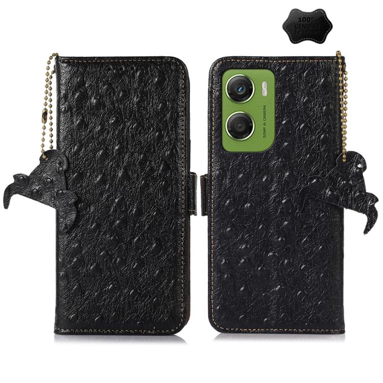 เคสโทรศัพท์ RFID หนังแท้ลายนกกระจอกเทศ, For Motorola Edge 70 Fusion 5G, For Motorola Moto G06 4G, For Motorola Moto G56 5G, For Motorola Edge 60 Fusion, For Motorola Edge 50 Neo, For Motorola Moto G14 4G, For Motorola Edge 40