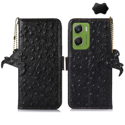 เคสโทรศัพท์ RFID หนังแท้ลายนกกระจอกเทศ, For Motorola Edge 70 Fusion 5G, For Motorola Moto G06 4G, For Motorola Moto G56 5G, For Motorola Edge 60 Fusion, For Motorola Edge 50 Neo, For Motorola Moto G14 4G, For Motorola Edge 40
