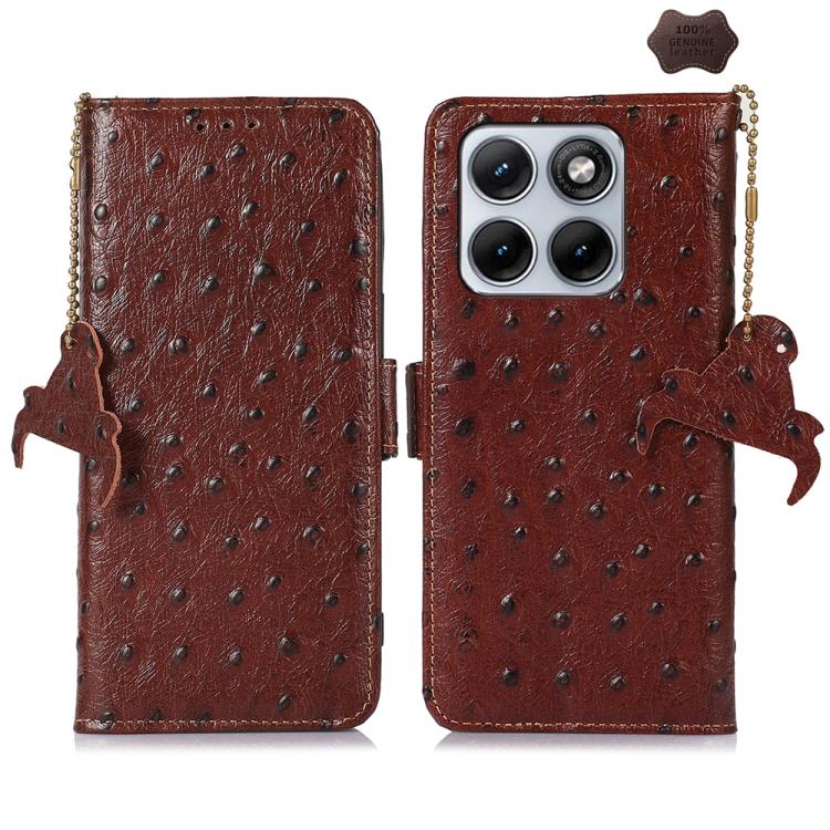 เคสโทรศัพท์ RFID หนังแท้ลายนกกระจอกเทศ, For Motorola Edge 70 Fusion 5G, For Motorola Moto G06 4G, For Motorola Moto G56 5G, For Motorola Edge 60 Fusion, For Motorola Edge 50 Neo, For Motorola Moto G14 4G, For Motorola Edge 40