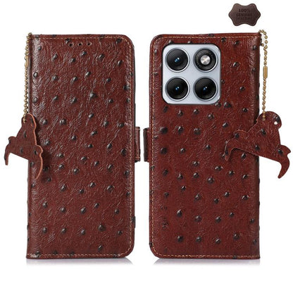 เคสโทรศัพท์ RFID หนังแท้ลายนกกระจอกเทศ, For Motorola Edge 70 Fusion 5G, For Motorola Moto G06 4G, For Motorola Moto G56 5G, For Motorola Edge 60 Fusion, For Motorola Edge 50 Neo, For Motorola Moto G14 4G, For Motorola Edge 40