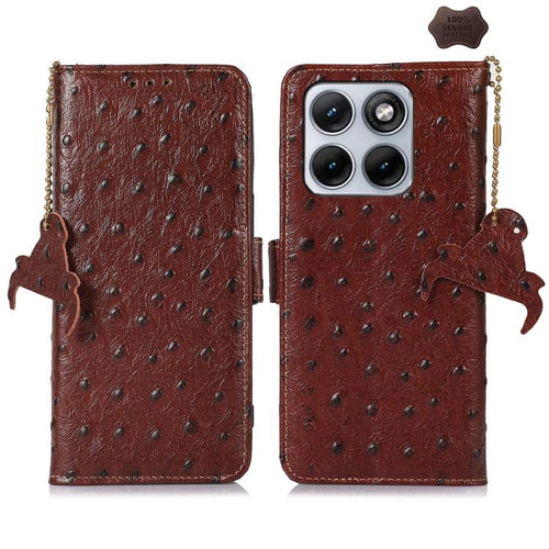 เคสโทรศัพท์ RFID หนังแท้ลายนกกระจอกเทศ, For Motorola Edge 70 Fusion 5G, For Motorola Moto G06 4G, For Motorola Moto G56 5G, For Motorola Edge 60 Fusion, For Motorola Edge 50 Neo, For Motorola Moto G14 4G, For Motorola Edge 40