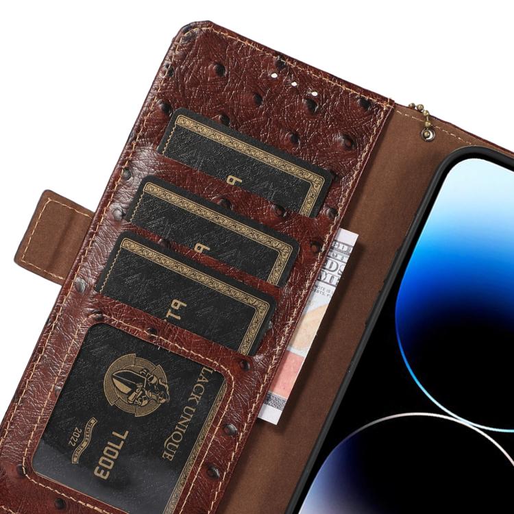 เคสโทรศัพท์ RFID หนังแท้ลายนกกระจอกเทศ, For Motorola Edge 70 Fusion 5G, For Motorola Moto G06 4G, For Motorola Moto G56 5G, For Motorola Edge 60 Fusion, For Motorola Edge 50 Neo, For Motorola Moto G14 4G, For Motorola Edge 40