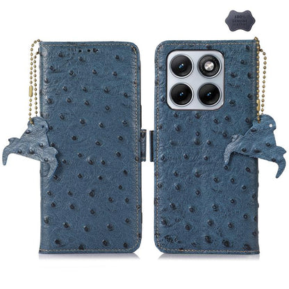 เคสโทรศัพท์ RFID หนังแท้ลายนกกระจอกเทศ, For Motorola Edge 70 Fusion 5G, For Motorola Moto G06 4G, For Motorola Moto G56 5G, For Motorola Edge 60 Fusion, For Motorola Edge 50 Neo, For Motorola Moto G14 4G, For Motorola Edge 40