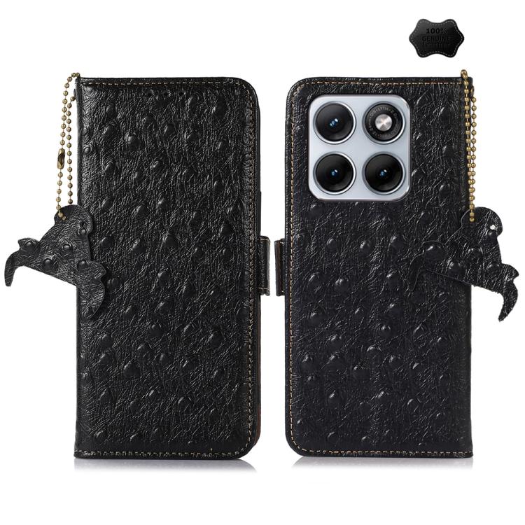 เคสโทรศัพท์ RFID หนังแท้ลายนกกระจอกเทศ, For Motorola Edge 70 Fusion 5G, For Motorola Moto G06 4G, For Motorola Moto G56 5G, For Motorola Edge 60 Fusion, For Motorola Edge 50 Neo, For Motorola Moto G14 4G, For Motorola Edge 40