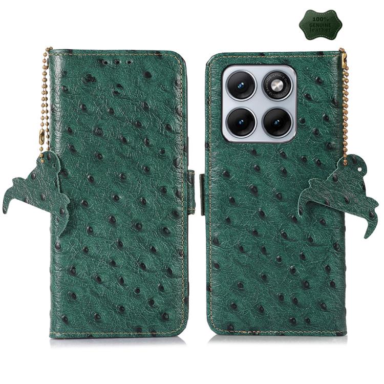 เคสโทรศัพท์ RFID หนังแท้ลายนกกระจอกเทศ, For Motorola Edge 70 Fusion 5G, For Motorola Moto G06 4G, For Motorola Moto G56 5G, For Motorola Edge 60 Fusion, For Motorola Edge 50 Neo, For Motorola Moto G14 4G, For Motorola Edge 40