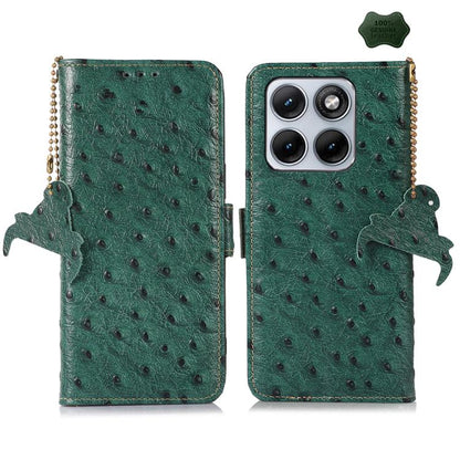 เคสโทรศัพท์ RFID หนังแท้ลายนกกระจอกเทศ, For Motorola Edge 70 Fusion 5G, For Motorola Moto G06 4G, For Motorola Moto G56 5G, For Motorola Edge 60 Fusion, For Motorola Edge 50 Neo, For Motorola Moto G14 4G, For Motorola Edge 40