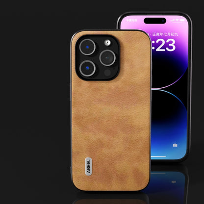 ABEEL Retro Litchi Texture PU เคสโทรศัพท์, For iPhone 15 Pro Max, For iPhone 15 Pro, For iPhone 15 Plus, For iPhone 15, For iPhone 14 Plus, For iPhone 14, For iPhone 14 Pro, For iPhone 14 Pro Max
