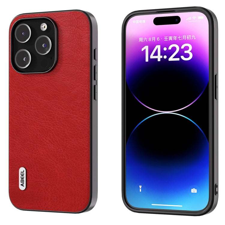 ABEEL Retro Litchi Texture PU เคสโทรศัพท์, For iPhone 15 Pro Max, For iPhone 15 Pro, For iPhone 15 Plus, For iPhone 15, For iPhone 14 Plus, For iPhone 14, For iPhone 14 Pro, For iPhone 14 Pro Max