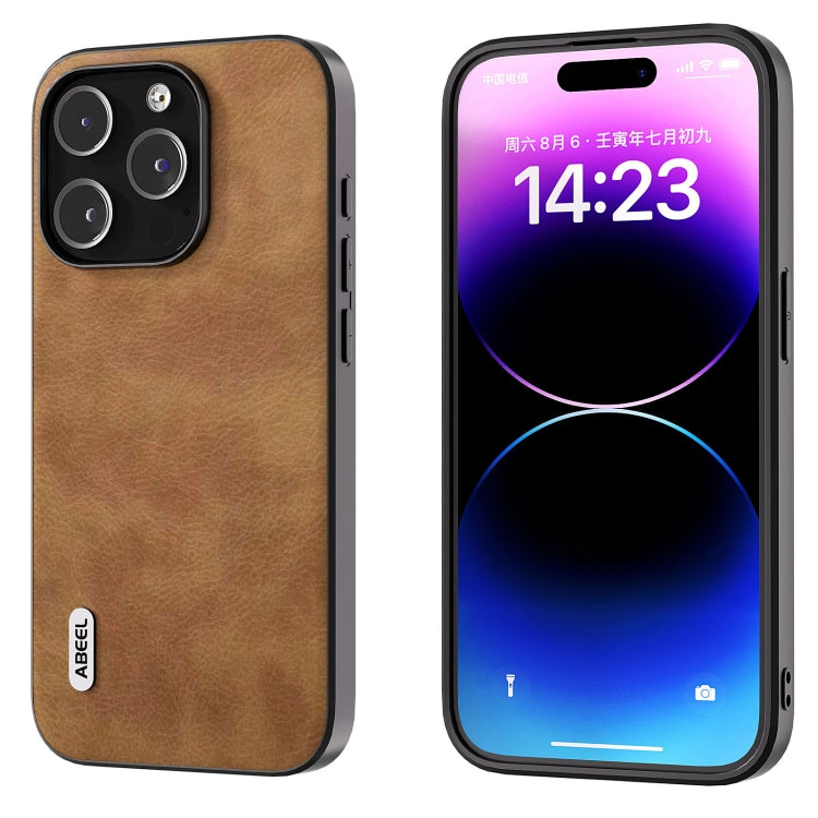 ABEEL Retro Litchi Texture PU เคสโทรศัพท์, For iPhone 15 Pro Max, For iPhone 15 Pro, For iPhone 15 Plus, For iPhone 15, For iPhone 14 Plus, For iPhone 14, For iPhone 14 Pro, For iPhone 14 Pro Max