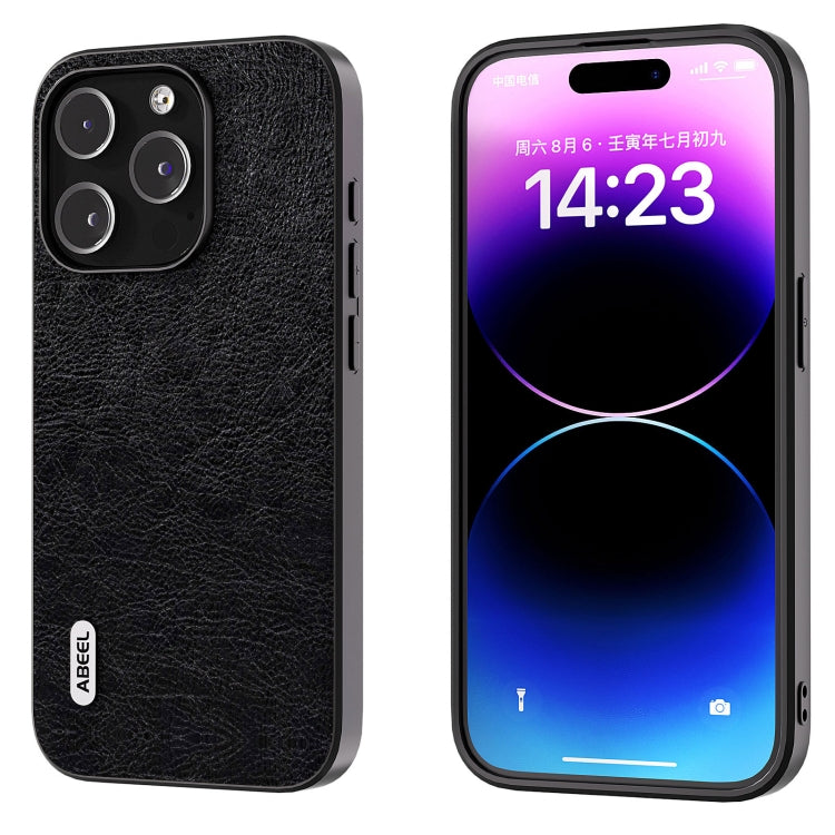ABEEL Retro Litchi Texture PU เคสโทรศัพท์, For iPhone 15 Pro Max, For iPhone 15 Pro, For iPhone 15 Plus, For iPhone 15, For iPhone 14 Plus, For iPhone 14, For iPhone 14 Pro, For iPhone 14 Pro Max