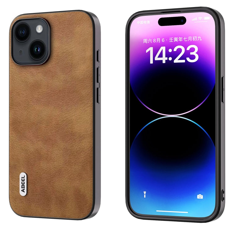 ABEEL Retro Litchi Texture PU เคสโทรศัพท์, For iPhone 15 Pro Max, For iPhone 15 Pro, For iPhone 15 Plus, For iPhone 15, For iPhone 14 Plus, For iPhone 14, For iPhone 14 Pro, For iPhone 14 Pro Max