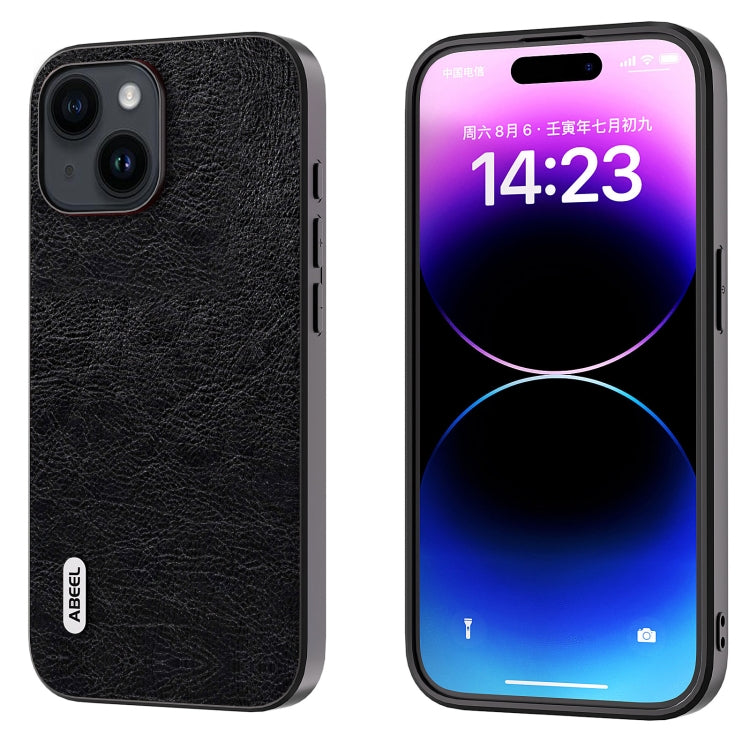 ABEEL Retro Litchi Texture PU เคสโทรศัพท์, For iPhone 15 Pro Max, For iPhone 15 Pro, For iPhone 15 Plus, For iPhone 15, For iPhone 14 Plus, For iPhone 14, For iPhone 14 Pro, For iPhone 14 Pro Max