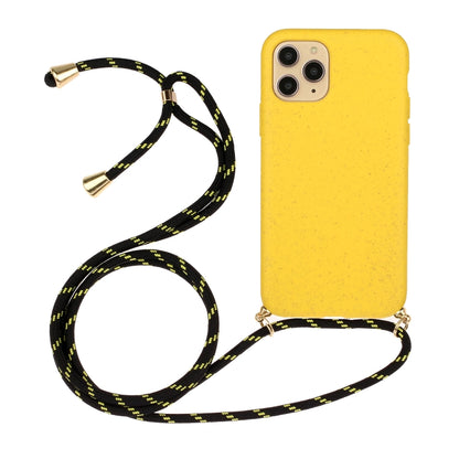 วัสดุฟางข้าวสาลี + เคสโทรศัพท์ TPU พร้อมเชือกเส้นเล็ก, For iPhone 15 Pro Max, For iPhone 15 Pro, For iPhone 15 Plus, For iPhone 15