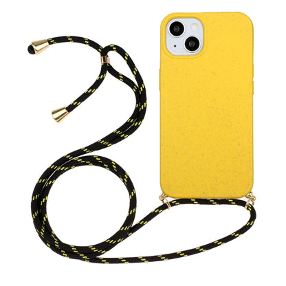 วัสดุฟางข้าวสาลี + เคสโทรศัพท์ TPU พร้อมเชือกเส้นเล็ก, For iPhone 15 Pro Max, For iPhone 15 Pro, For iPhone 15 Plus, For iPhone 15