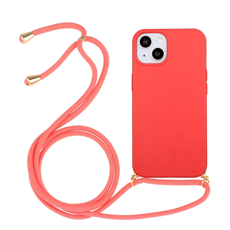 วัสดุฟางข้าวสาลี + เคสโทรศัพท์ TPU พร้อมเชือกเส้นเล็ก, For iPhone 15 Pro Max, For iPhone 15 Pro, For iPhone 15 Plus, For iPhone 15