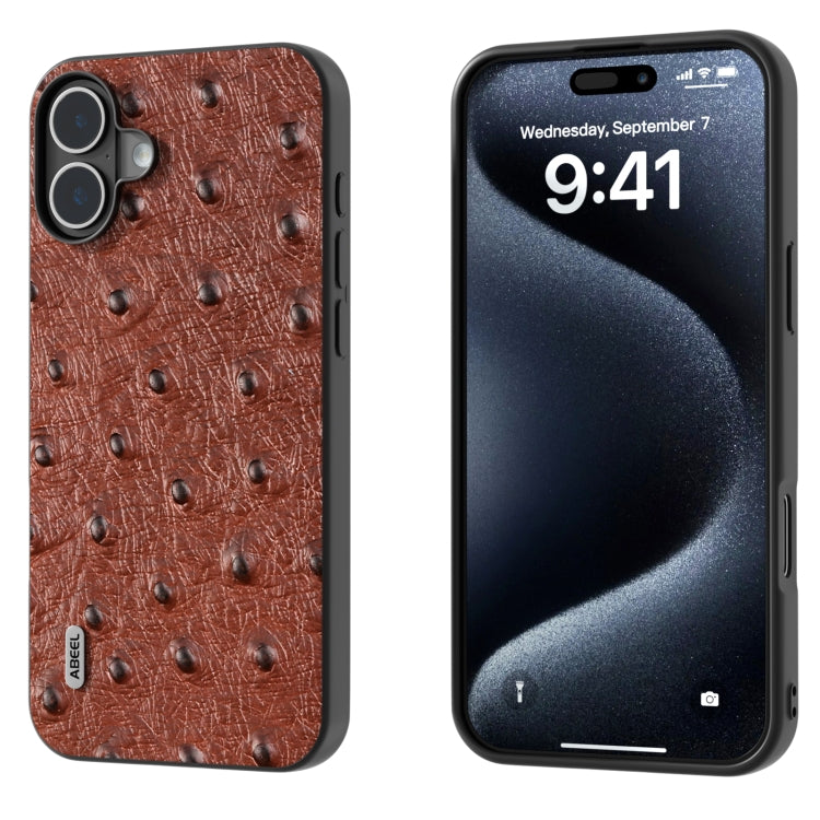 ABEEL เคสโทรศัพท์หนังแท้ลายนกกระจอกเทศ, For iPhone 16 Pro Max, For iPhone 16 Pro, For iPhone 16 Plus, For iPhone 16, For iPhone 15 Pro Max, For iPhone 15 Pro, For iPhone 15 Plus, For iPhone 15, For iPhone 14 Plus, For iPhone 14, For iPhone 14 Pro      ...