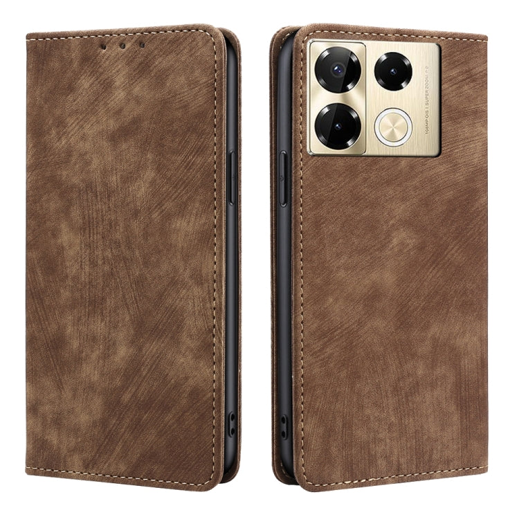 RFID Anti-theft Brush Magnetic Leather Phone Case, For Infinix Hot 50 4G, For Infinix Hot 50 5G, For Infinix Zero 40 4G, For Infinix Note 40 5G, For Infinix Note 40 Pro 4G, For Infinix Note 40 Pro 5G, For Infinix Note 40 4G, For Infinix Hot 40i        ...