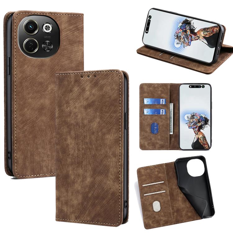 RFID Anti-theft Brush Magnetic Leather Phone Case, For Tecno Spark 30 4G, For Tecno Pova 6 Neo 5G, For Tecno Spark 30C 4G, For Tecno Camon 30 Premier 5G, For Tecno Pova 6 Neo 4G, For Tecno Camon 30 Pro 5G, For Tecno Camon 30, For Tecno Pova 5 Pro      ...