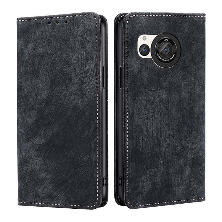 RFID Anti-theft Brush Magnetic Leather Phone Case, For Sharp Aquos R10, For Sharp Aqous wish5, For Sharp Aquos Wish4, For Sharp Aquos R9, For Sharp Aquos sense8, For Sharp Aquos R8 Pro SH-51D, For Sharp Aquos R8 SH-52D, For Sharp Aqous Wish 3