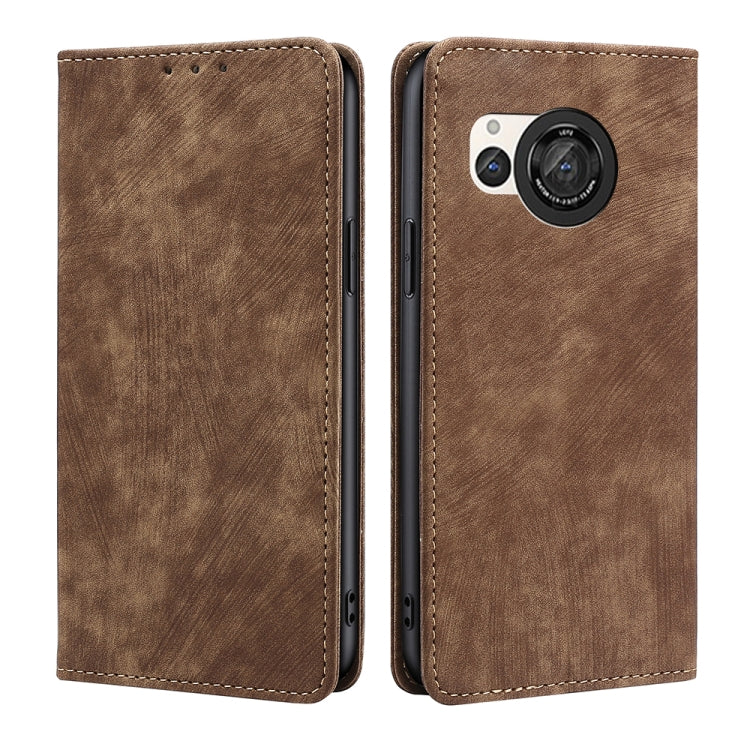 RFID Anti-theft Brush Magnetic Leather Phone Case, For Sharp Aquos R10, For Sharp Aqous wish5, For Sharp Aquos Wish4, For Sharp Aquos R9, For Sharp Aquos sense8, For Sharp Aquos R8 Pro SH-51D, For Sharp Aquos R8 SH-52D, For Sharp Aqous Wish 3