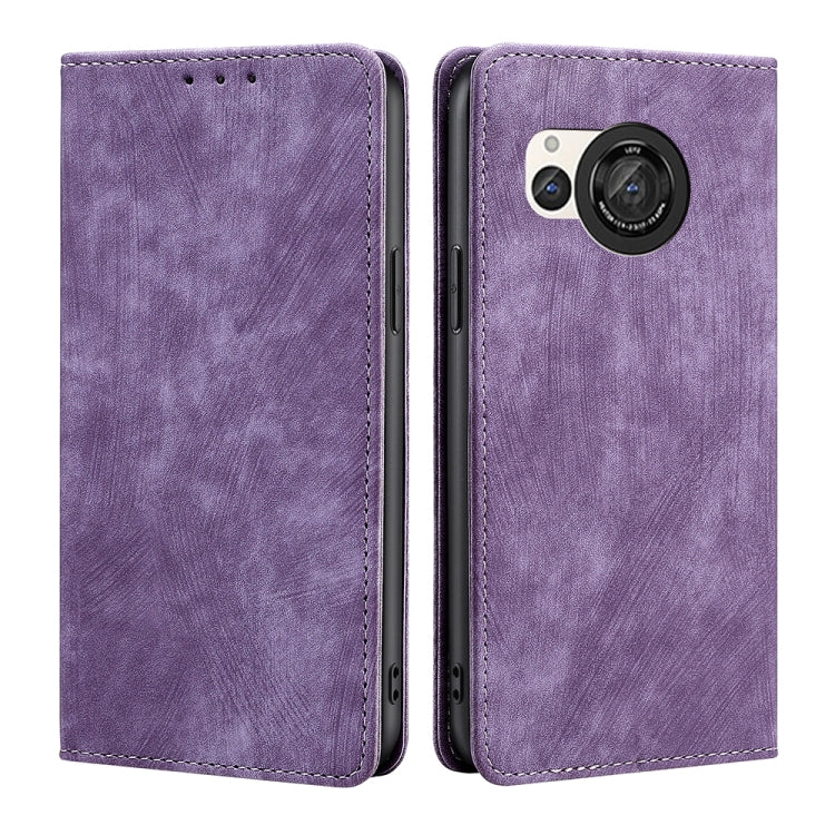 RFID Anti-theft Brush Magnetic Leather Phone Case, For Sharp Aquos R10, For Sharp Aqous wish5, For Sharp Aquos Wish4, For Sharp Aquos R9, For Sharp Aquos sense8, For Sharp Aquos R8 Pro SH-51D, For Sharp Aquos R8 SH-52D, For Sharp Aqous Wish 3