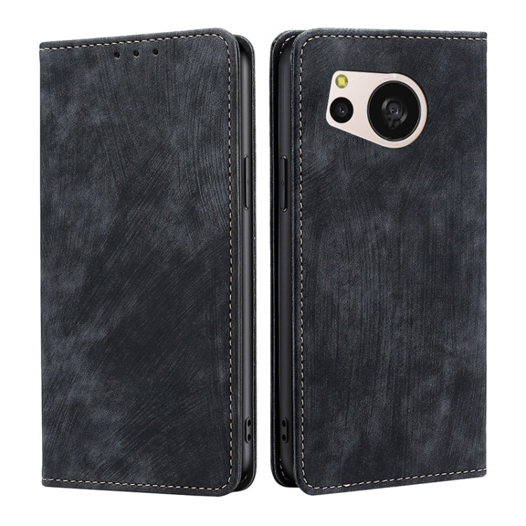 RFID Anti-theft Brush Magnetic Leather Phone Case, For Sharp Aquos R10, For Sharp Aqous wish5, For Sharp Aquos Wish4, For Sharp Aquos R9, For Sharp Aquos sense8, For Sharp Aquos R8 Pro SH-51D, For Sharp Aquos R8 SH-52D, For Sharp Aqous Wish 3