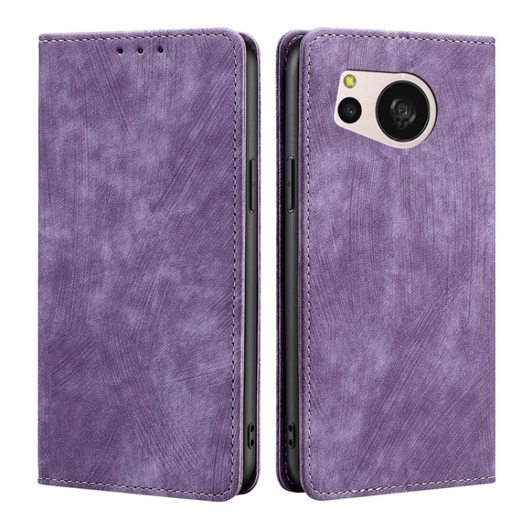RFID Anti-theft Brush Magnetic Leather Phone Case, For Sharp Aquos R10, For Sharp Aqous wish5, For Sharp Aquos Wish4, For Sharp Aquos R9, For Sharp Aquos sense8, For Sharp Aquos R8 Pro SH-51D, For Sharp Aquos R8 SH-52D, For Sharp Aqous Wish 3
