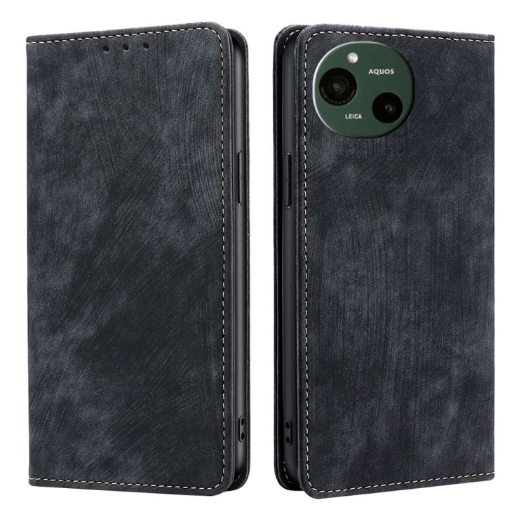 RFID Anti-theft Brush Magnetic Leather Phone Case, For Sharp Aquos R10, For Sharp Aqous wish5, For Sharp Aquos Wish4, For Sharp Aquos R9, For Sharp Aquos sense8, For Sharp Aquos R8 Pro SH-51D, For Sharp Aquos R8 SH-52D, For Sharp Aqous Wish 3